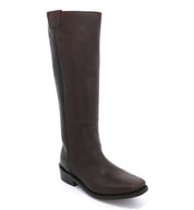A Pale Rider Oak Tree Farms women's leather riding boot on a white background.